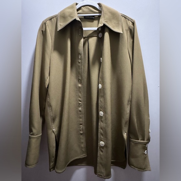 STINE GOYA JAMES CADY BUTTON UP LONG SLEEVE SHIRT IN ARMY GREEN BROWN SIZE SMALL - Picture 6 of 9